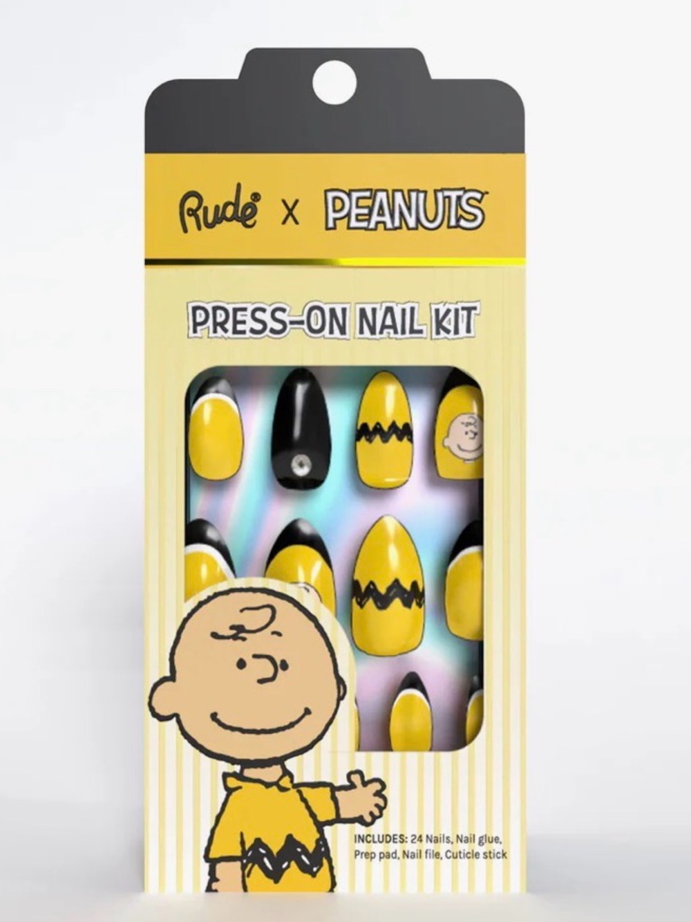 Rude x Peanuts Yellow & Black Press-On Nail Kit